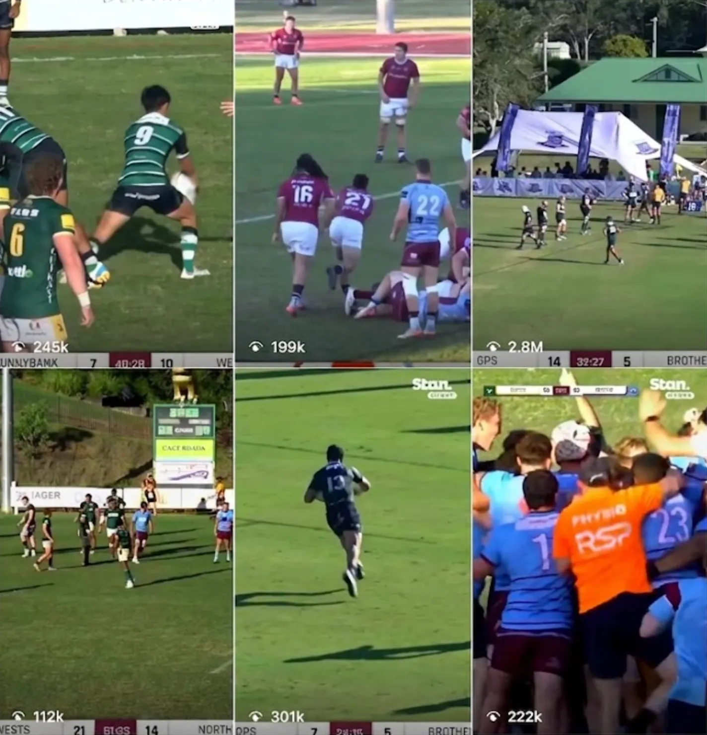 Social media graphic showing match carries leaderboard with rugby team celebrating