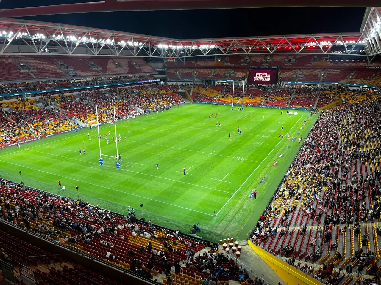 Suncorp Stadium in Brisbane with a crowd during a Queensland Reds match