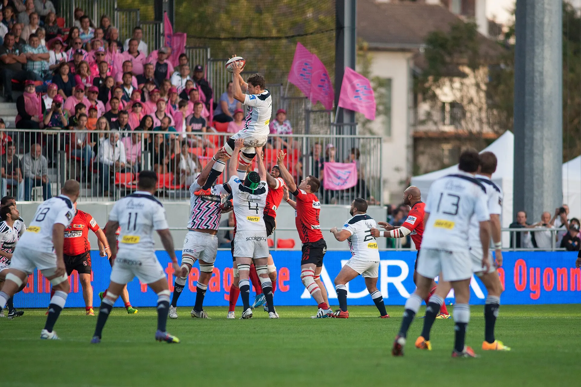A lineout jumper lifted above the opposition to catch the throw